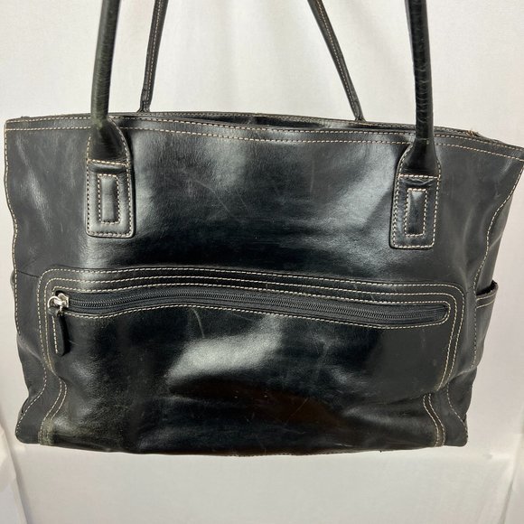 Fossil Genuine Leather Black Emma Laptop Tote Bag - Picture 1 of 13